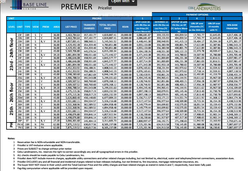 Baseline premier price 2 jan