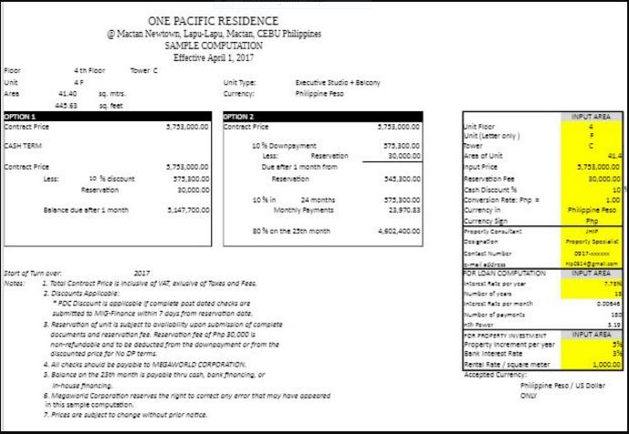 Mactan New Town price 6 May 2017