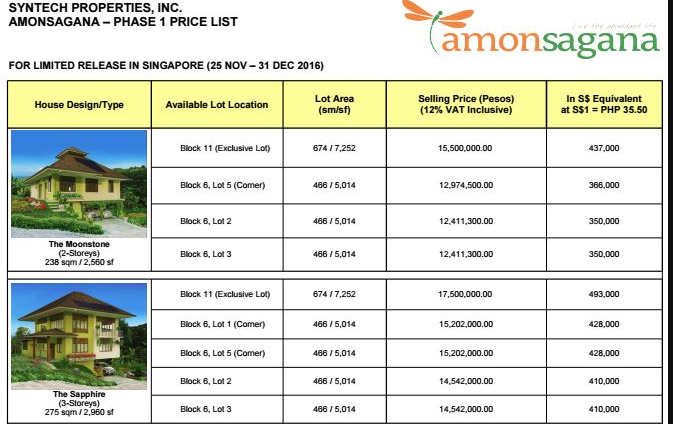 Amonsagana pricelist A